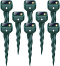 Mole Repellent Solar Powered, 8 Pack Snake & Skunk Repellent for Yard, IP 65 Waterproof Ultrasonic Deterrent Stakes, Get Rid for Rabbit, Gopher, Vole, Chipmunk, Deer, Groundhog for Lawns Garden