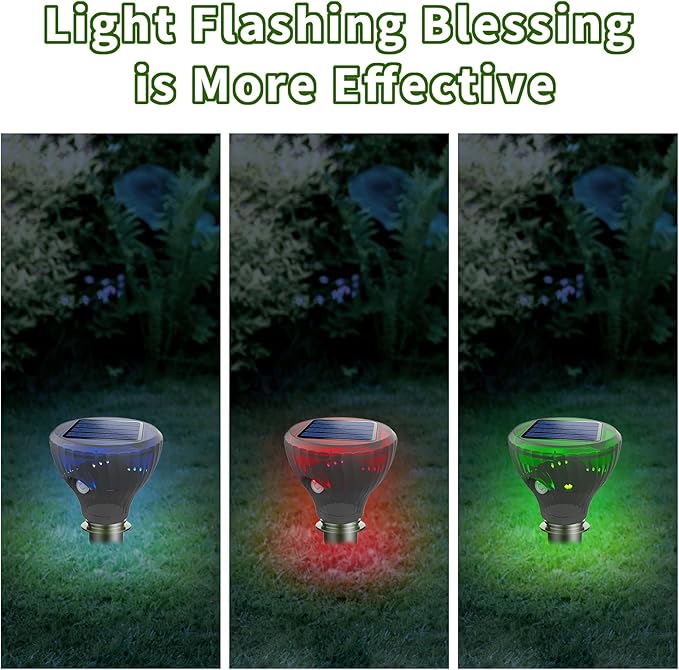 Mole Repellent Ultrasonic Solar Powered Sonic Mole Spikes Outdoor Vole Chipmunk Groundhog Repeller Waterproof Rodent Gopher Snake Deterrent Flash&Vibration is Suitable for Lawn, Courtyard