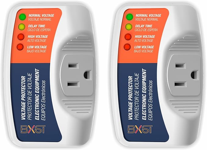 BXST One Outlet Plug in Voltage Protector for Home Protects Against High and Low Voltage Surge Protector for Refrigerator/TV/PC 120V 1800W (2 Pack)…