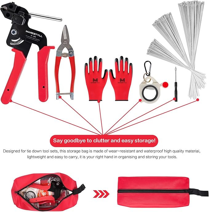 Metal Zip Ties Gun Set-For Fastening And Cutting Tie Special Tool,With 150pcs Stainless Steel Zip Ties Heavy Duty Outdoor，For Chain Link Fence Parts, Wire Fence Rolls,Exhaust Wrap, Poultry Fence