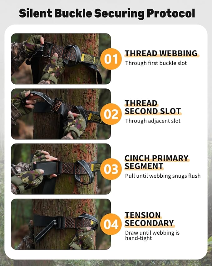 Kalkal 3 Pcs Heavy-Duty Tree Stand Harness Strap, Quick-Connect Treestrap for Tree Stand Harness Comfortable Hunting Gear