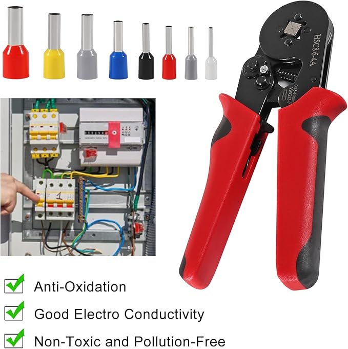 1251pcs Ferrule Crimping Tool Kit, AWG23-7 Self-adjustable Ratchet Wire Crimping Tool Kit Crimper Plier Set with 1250PCS Wire Terminals Crimping Connectors Wire End Ferrules Terminals
