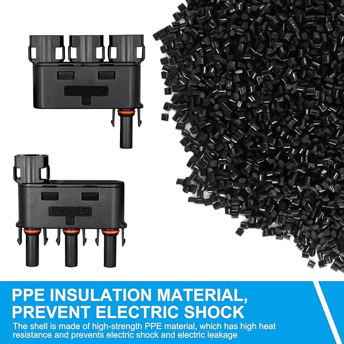Solar Branch Connector, Y Connector IP68 1500V Solid Copper Terminal in PV Solar Series or Parallel Circuits,1 Pairs FMMM+MFFF
