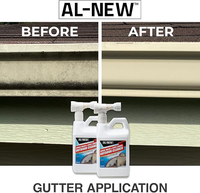 AL-NEW Outdoor Cleaner | Versatile Outdoor Cleaner 64oz Hose End Sprayer (Pack of 2) (House Wash & Vinyl Siding Outdoor Cleaner)