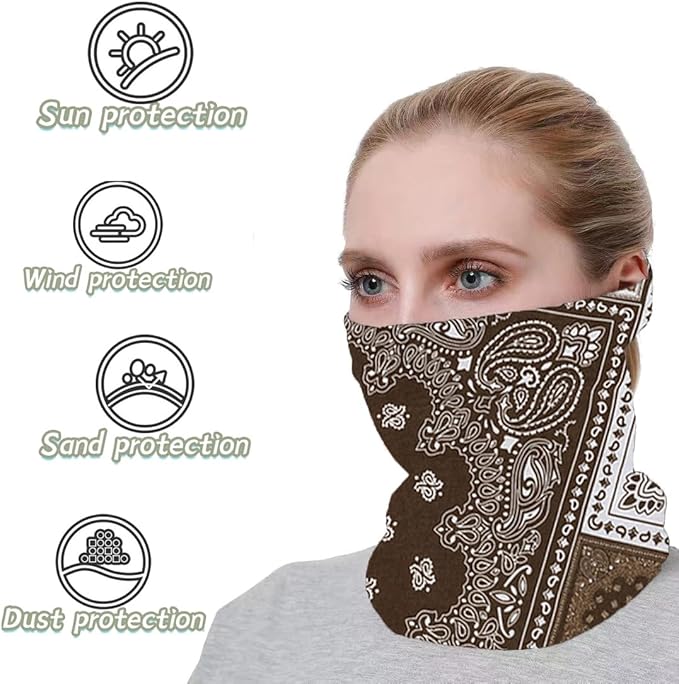 Neck Gaiter Face Cover Bandana Mask Scarf, Breathable Sun& Dust-proof for Cycling Running Fishing Hiking