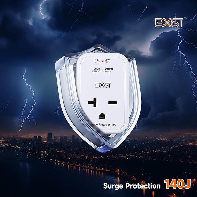 BXST Single Outlet Surge Protector for Refrigerator/Air-Conditioner/Smart TV Small Wall Outlet Power Surge Plug in Voltage Protector for Home Appliance 140J 4400W（2 Pack）