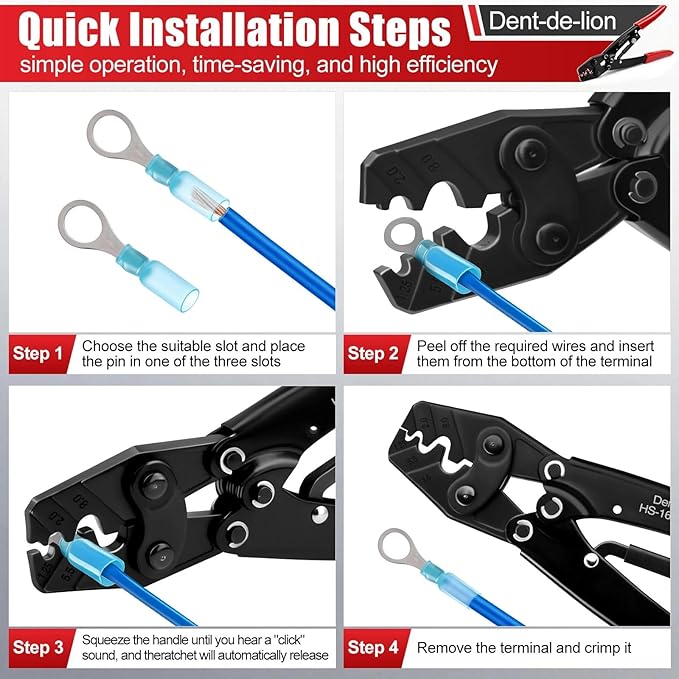 Crimping Pliers Crimping Tool for 50 Amps 600V Connector Cutting Wire Terminal HS-16 1.25-16mm²,Clamp Terminal Cable Lugs Cutter Crimping Pliers Crimping 16-5AWG