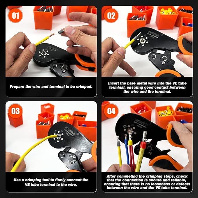 Ferrule Crimping Tool kit AWG30-5 Self-Adjusting Wire Ferrule Crimper Set with 1800PCS Wire End Ferrule Terminals