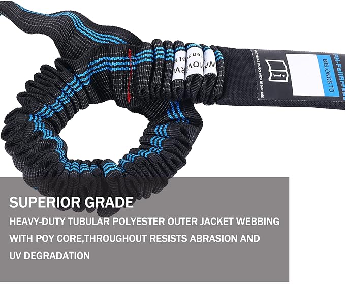 6 FT Safety Harness Lanyard with Double Heavy Duty Snap Hook, Single leg Abrasion Resistant Internal Shock Absorbing Fall Protection Lanyard, Construction Arborist Roofer, OSHA/ANSI Rated