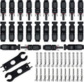 24 PCS Solar Connectors Male & Female Panel Cable Connectors with 2Pcs Spanners IP67 Waterproof (12 Pairs)