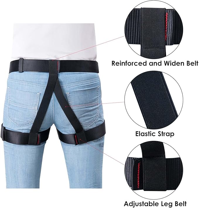 Caving & Rappelling Safety Belt for Ziplining, Fire Rescuing & Tree Climbing - Half Body Belt for Women & Men