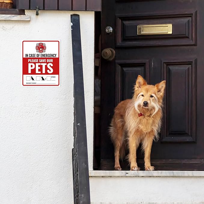 12Pcs Pets Inside Fire Rescue Sticker - 12x10cm Emergency Pet Alert Safety Decal for Doors, Vinyl Adhesive Smoke Alarm Warning Sign for Firefighters (Rescue Retriever)