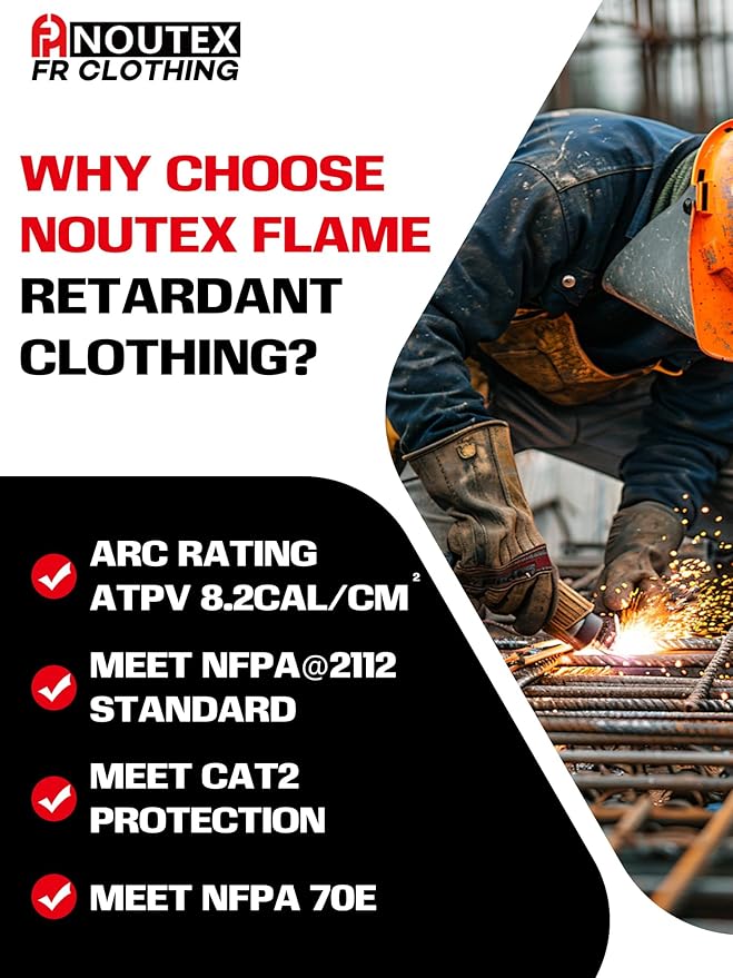FR Ripstop & Waterproof Welding Shirts for Men 6.5oz Long Sleeve Button Down Fire Retardant 100% Cotton shirts CAT2