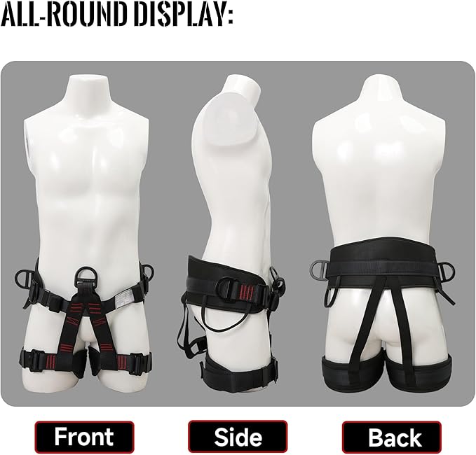 Climbing Belts, Thicken Professional Half Body Safety Belt Climbing Gear for Tree Climbing, Fire Rescue, Roofing