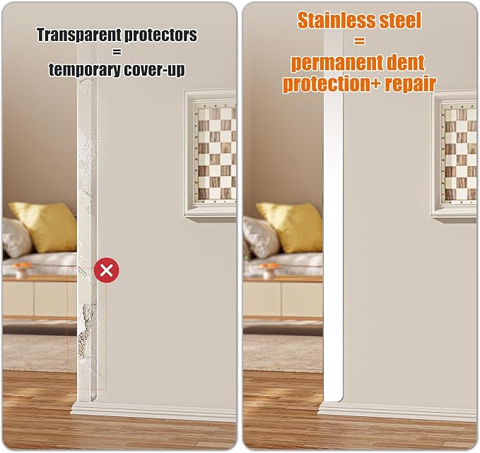 1x1x48 Inches 304 Stainless Steel White Wall Corner Guards (5-Pack) Heavy Duty Rounded Corner Protector, Smooth Folded Edge Design for Wall Protection Stainless Steel Slab