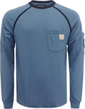 BOCOMAL FR Shirts for Men Crew Neck Long Sleeve 5.5oz Light Weight Flame Resistant/Fire Retardant Clothing Shirt