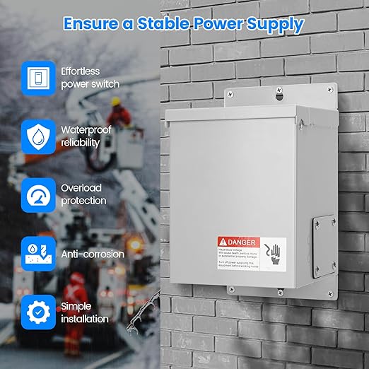 Generator Transfer Switches, Briidea 15 Amp 120V Generator Manual Transfer Switch with Circuit Breaker, Waterproof Flip Cover, Prewired