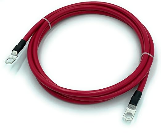 End Game 4 Gauge Marine Grade Battery Cables, USCG and ABYC Approved, 1-15ft Lengths, Heavy Duty Tinned Lugs, Fully Assembled and Made in The USA (Single Red, 1ft - 5/16” Lugs)
