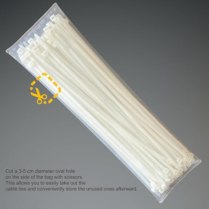 Heavy-Duty Self-Locking Nylon Zip Ties 100-Pack (10.24"), 48lb Tensile Strength, Extreme Temp (-40℉ to 200℉), UV & Weather Resistant Indoor Outdoor Cable Ties for Fence & Wire Ducts