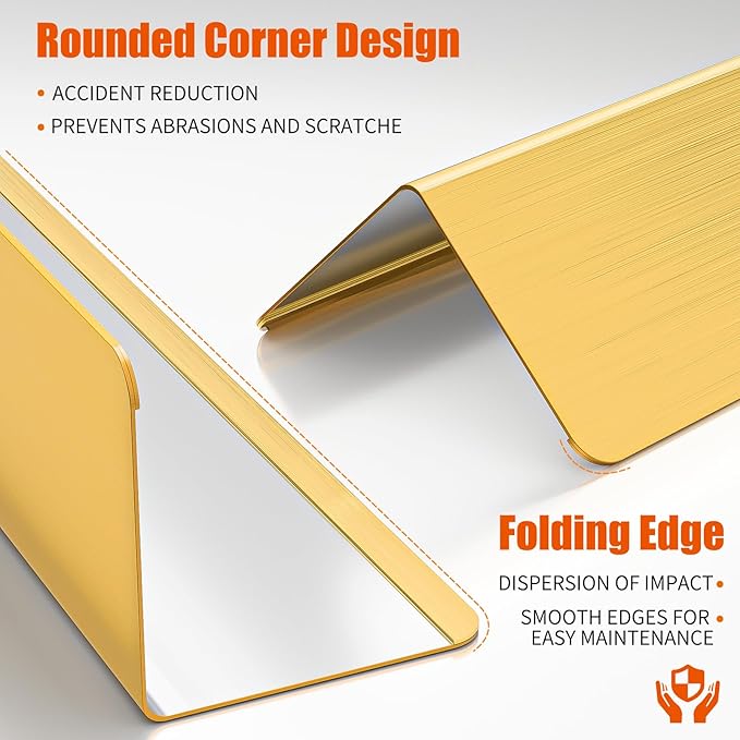 304 Stainless Steel Wall Corner Guards (10, Golden, 2x2x48 Inches)