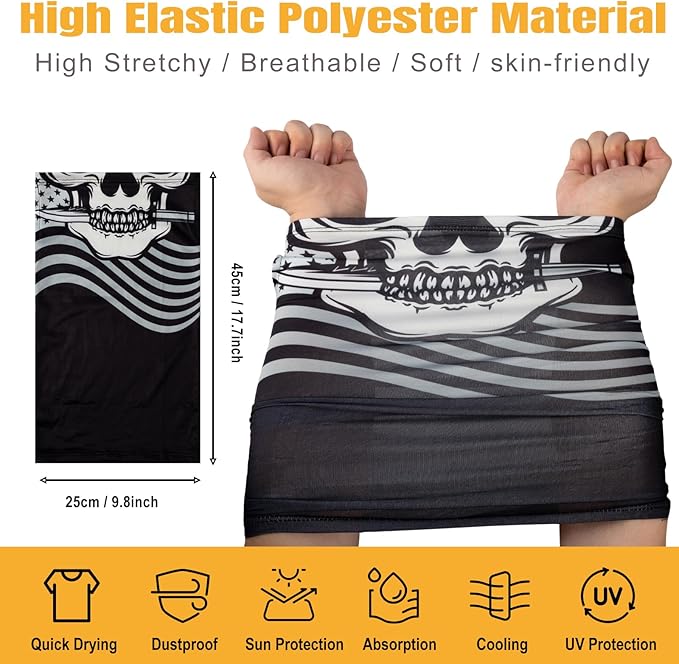 HONGTEYA 6 Pack Summer Neck Gaiter, UV Protection Cooling Face Mask, Breathable Bandana Head Scarf for Men Women