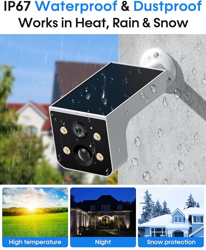 Solar Camera Outdoor Wireless 4 Pack - 2K HD, AI Motion Detection, Easy Setup, Waterproof, Color Night Vision, Two-Way Audio, Wi-Fi, Outdoor Surveillance for Yard & Driveway