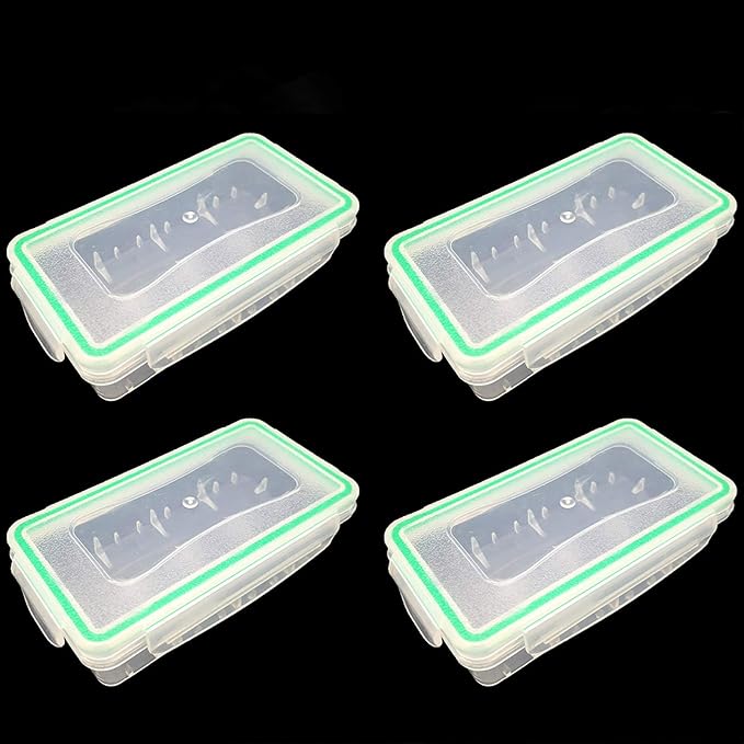 18650 Battery Storage Case Plastic Waterproof Battery Holder 16340 (4 Pack)