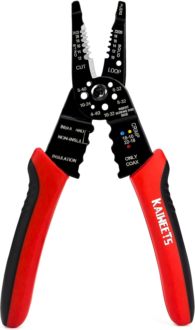 KAIWEETS Wire Stripper 10-22 AWG Wire Splicer Cable Stripper Multipurpose Wire Stripping Tool Electrical Wire Pliers with Screw Cutter