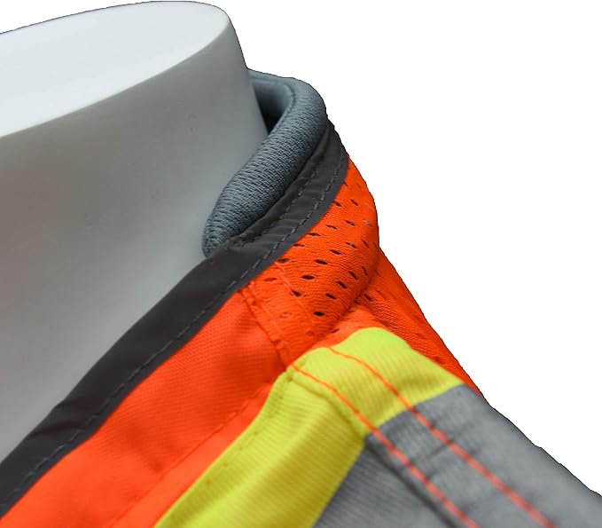 Radians SV55 Class 2 Heavy Woven Two Tone Engineer Vest with Padded Neck to Support Extra Weight in Cargo Pockets, Orange, Medium