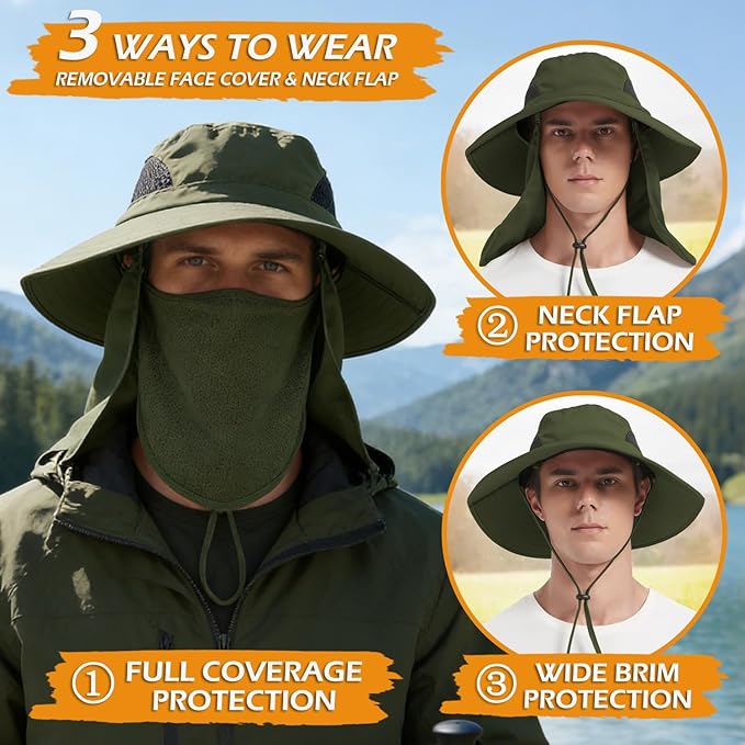 EINSKEY Wide Brim Sun Hat, UPF 50+ UV Protection Waterproof Packable Bucket Hat for Men & Women, Fishing Hiking Beach Garden