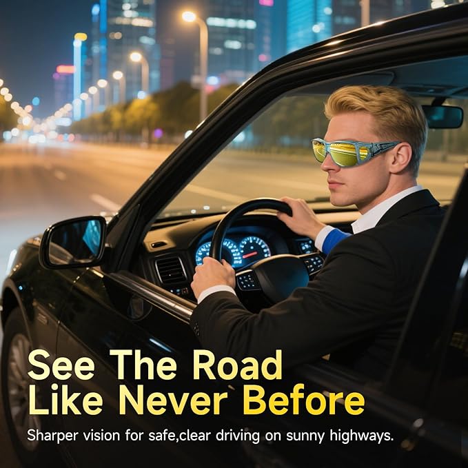 Night Driving Glasses Night Vision Glasses Fit Over Glasses Polarized Anti-Glare UV400 Gift for Men Women