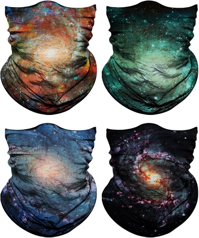4Pack Neck Gaiter for Men Women Face Cover Mask Head Wrap Balaclava Headwear Bandana Headband Magic Scarf