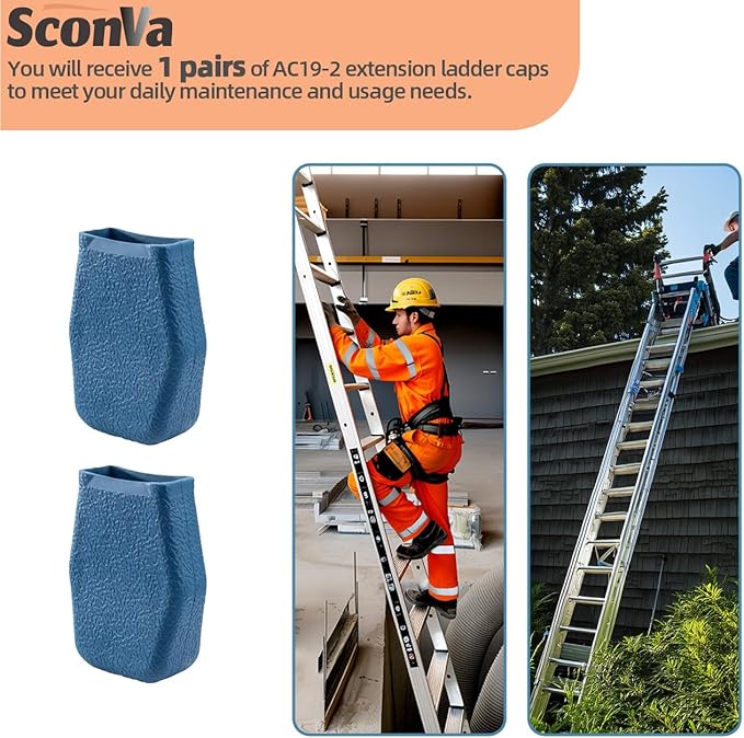 AC19-2 Extension Ladder Covers Replacement for Werner Fiberglass & Aluminum Extension Ladders, Ladder Bumper Boots Fits for Most Werner Ladders Except 500, D500, D7136-2, D7140-2 & MT Series - 1 Pair