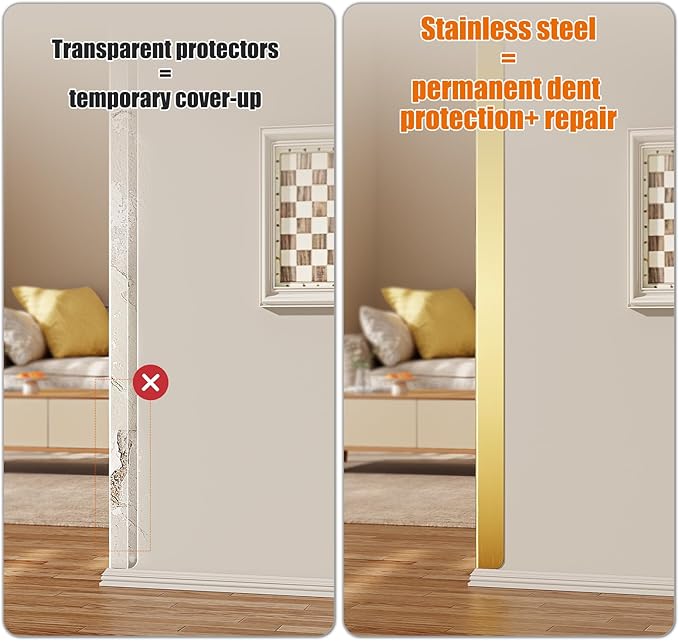 2x2x48 Inch 304 Stainless Steel Wall Corner Guards (5-Pack) Heavy Duty Rounded Corner Protector, Smooth Folded Edge Design for Wall Protection Golden Stainless Steel Slab