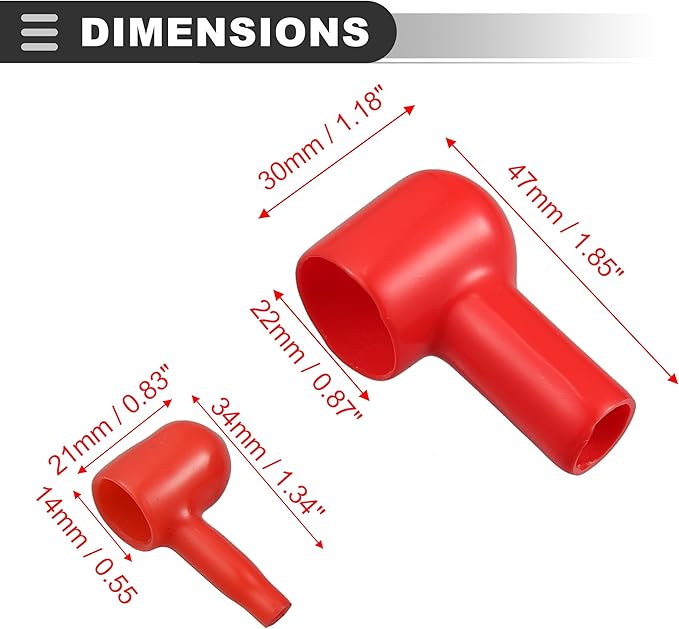 Motoforti 20 Pcs Red Silicone Stud Terminal Cover Insulated Battery Terminal Protector Boot Red Black Cable Lug Protector Cover Lug Caps for Car Marine