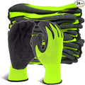 Evridwear Crinkle Latex Rubber Hand Coated Safety Work Gloves for Men Women General Multi Use Construction Warehouse Gardening Assembly Landscaping (Large, Green 12 Pairs)