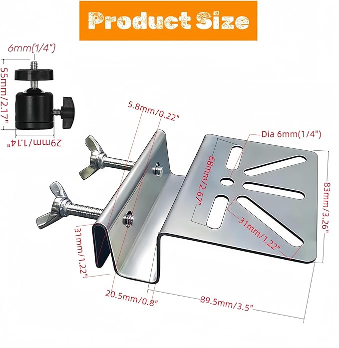 Pan-Tilt Gutter Mount for Eufy Cameras/Arlo Solar Panels, 360° Adjustable Stainless Steel Bracket, No-Drill Install, Weatherproof, Fits Eufy S220/C210/eufyCam 3/S330