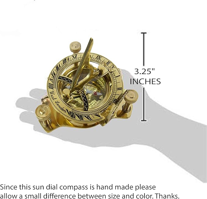 Sundial Compass Solid Brass Sun Dial (with Wooden Box) by NauticalMart