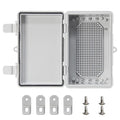 Electrical Junction Box - Outdoor Waterproof Electrical Box ABS Plastic Outdoor Project Enclosure ith Plastic Snap for Ships, garages, and Surveillance installations Gray Cover 8.2"x5.1"x4.3"