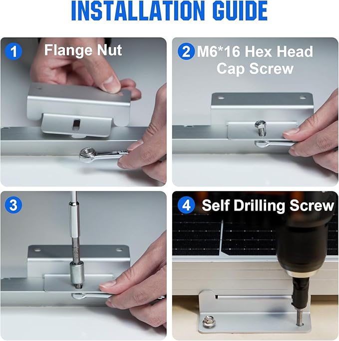 ECO-WORTHY 4 Units Solar Panel Mounting Brackets,Z Bracket Sets Lightweight Aluminum Corrosion-Free for RV, Trailer, Boat, Yachs, Wall and Other Off Gird Roof