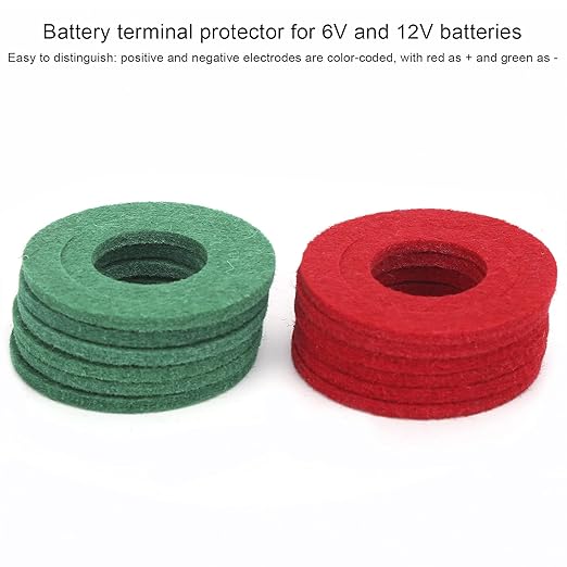 Battery Terminal Washers Set, 12-Piece Insulated Battery Protectors and Cable Mats for Car, Truck, Boat Batteries (Red and Green)