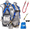 Palmer Safety Fall Protection Safety Harness Kit I Construction Harness + Various Lanyard + D-Ring Extender