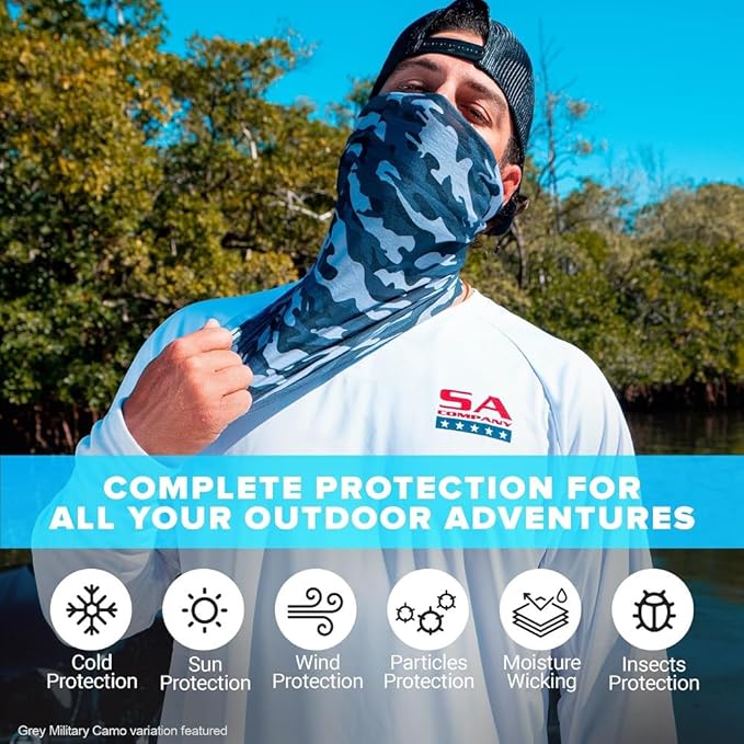 S A Company 5-Pack UV Face Shield | UV 30+ Multipurpose Neck Gaiter Balaclava for Adults | Multiple Color Packs