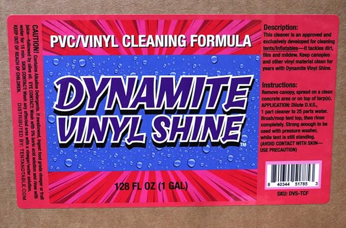 TentandTable Dynamite Vinyl Shine: Premium Cleaner for Party Tents, Wedding Tents, Event Tents & More - Formula for Vinyl Surfaces