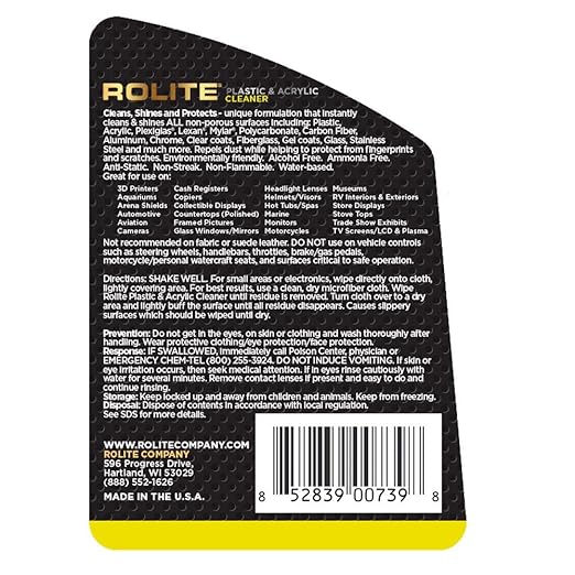 Rolite - RPAC8z2PK Plastic and Acrylic Cleaner Spray - High Shine Protectant and Polish For Nonporous Surfaces, Streak-Free Formula, For Windshields,Headlights, Retail Displays,8 fl. OZ. Bottle,2 Pack