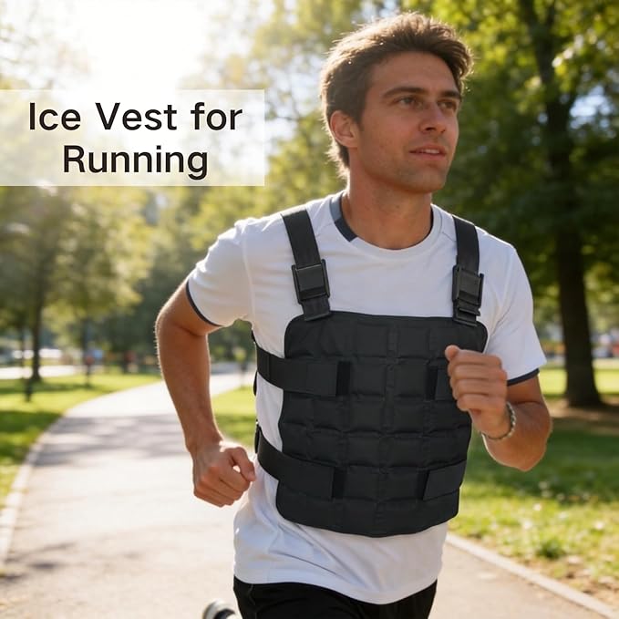 Ice Cooling Vest Neck Cooler for Hot Weather, Reusable Ice Pack Vest with Adjustable Straps, Cold Ice Jacket for Men & Women
