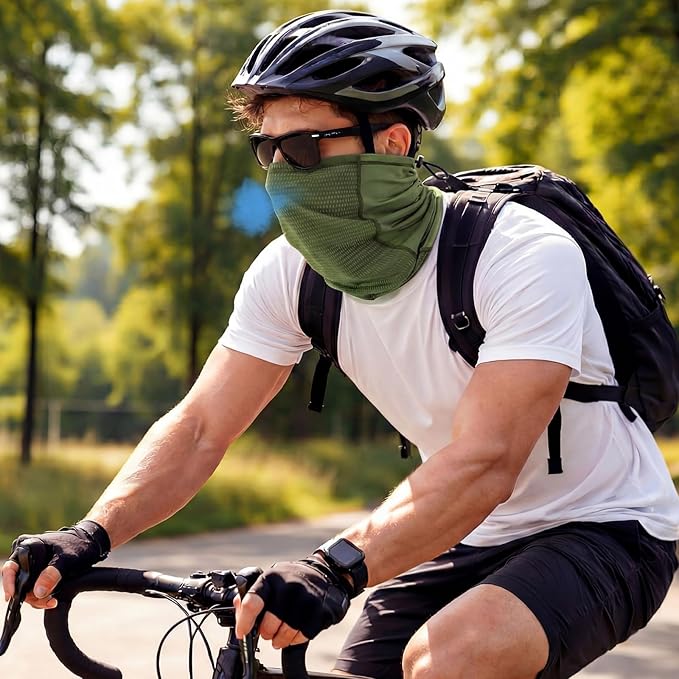 Geyoga Adjustable Cooling Neck Gaiter Breathable Summer Face Mask with Mesh Holes Strap UV Protection Neck Cover for Men