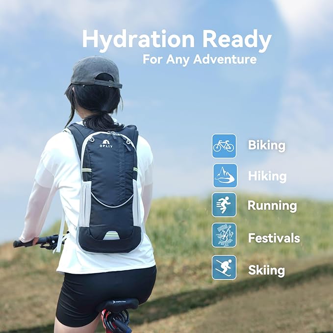 Hydration Backpack with 2L Bladder – Durable Lightweight Water Pack for Running, Hiking, Biking – Fits Men, Women, Youth