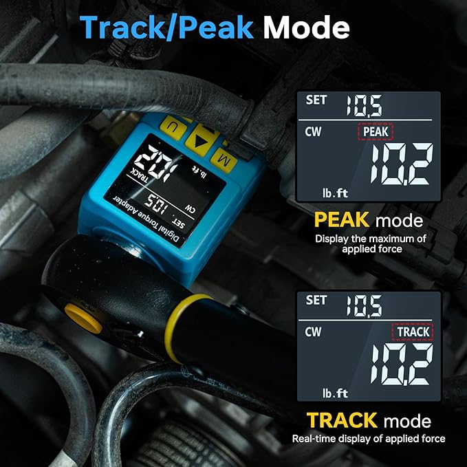 Upgrade Digital Torque Adapter, (±1% Accuracy, 12.5-250Ft-lb), 1/2" Digital Torque Wrench Adapter for Car, Versatile Meter - Smart Alert | Peak/Track | Preset | Store/Delete, for Automotive(340N.m)