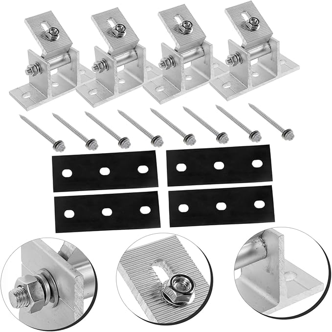 4 Set Solar Panel Mounting Bracket Foot,Aluminum Alloy Solar PV Front Support Solar Panel Bracket Support Feet Suitable for Gird Roof Installation